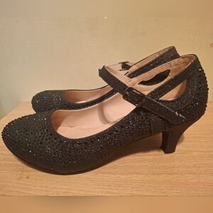 Delicacy Black Sparkly Mary Jane Heels